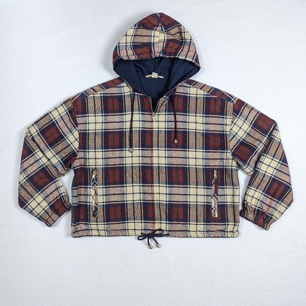 Vintage At Last & Co. Oversized Cropped Reversible Plaid Coat